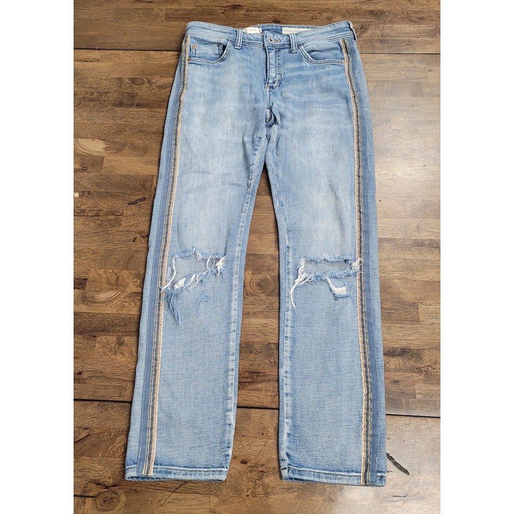 Pilcro & The Letterpress Slim Boyfriend Side Stripe Ripped Jeans Sz 25